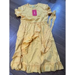 PatPat Girls Yellow Ruffle Dress Short Sleeve Size 8-9‎ Years NWT